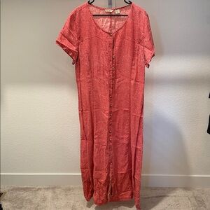 Eddie Bauer Coral Button-Down Maxi Dress in Tall XL